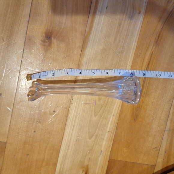 Vintage MCM Mini Swung Glass Clear Vase 8" Retro Pulled Glass - Picture 5 of 5